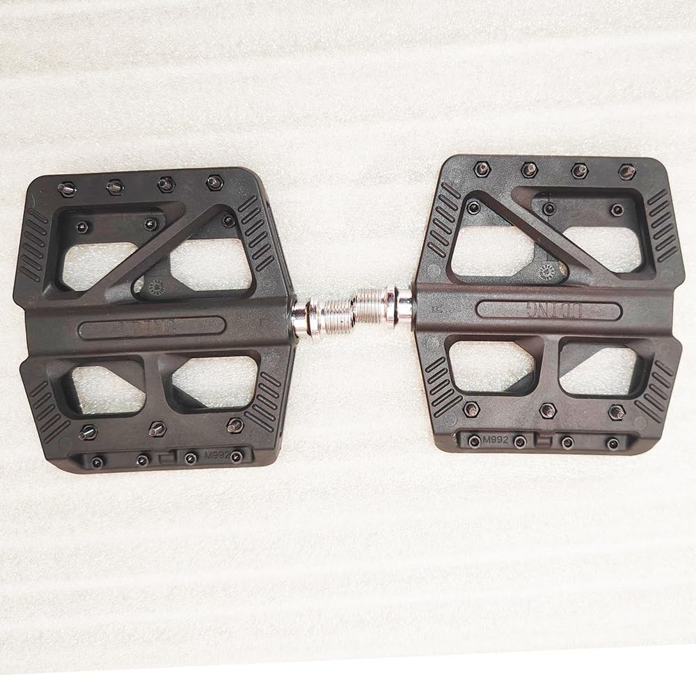 UDING Bike Pedals 9/16 for MTB, Mountain Road Bicycle Flat Pedal, with 16 Anti-Skid Pins -Universal Lightweight Aluminum Alloy Platform Pedal for Travel Cycle-Cross Bikes etc