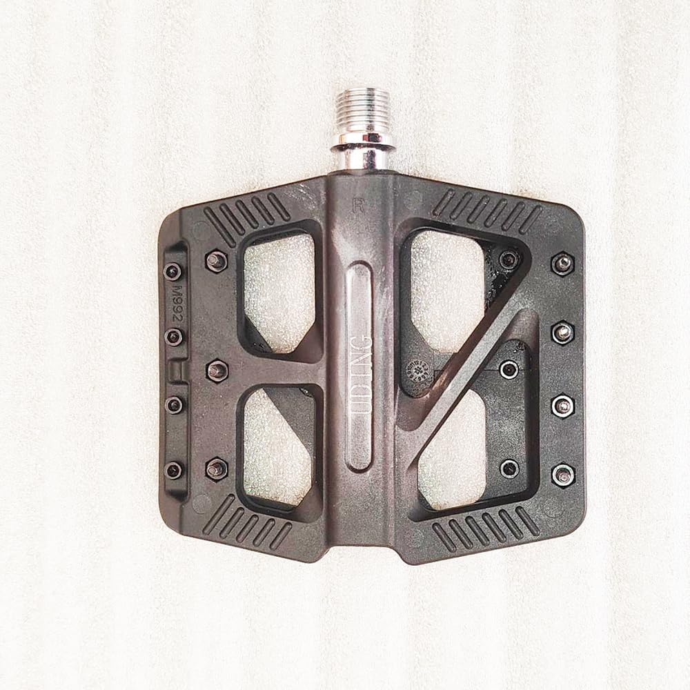 UDING Bike Pedals 9/16 for MTB, Mountain Road Bicycle Flat Pedal, with 16 Anti-Skid Pins -Universal Lightweight Aluminum Alloy Platform Pedal for Travel Cycle-Cross Bikes etc