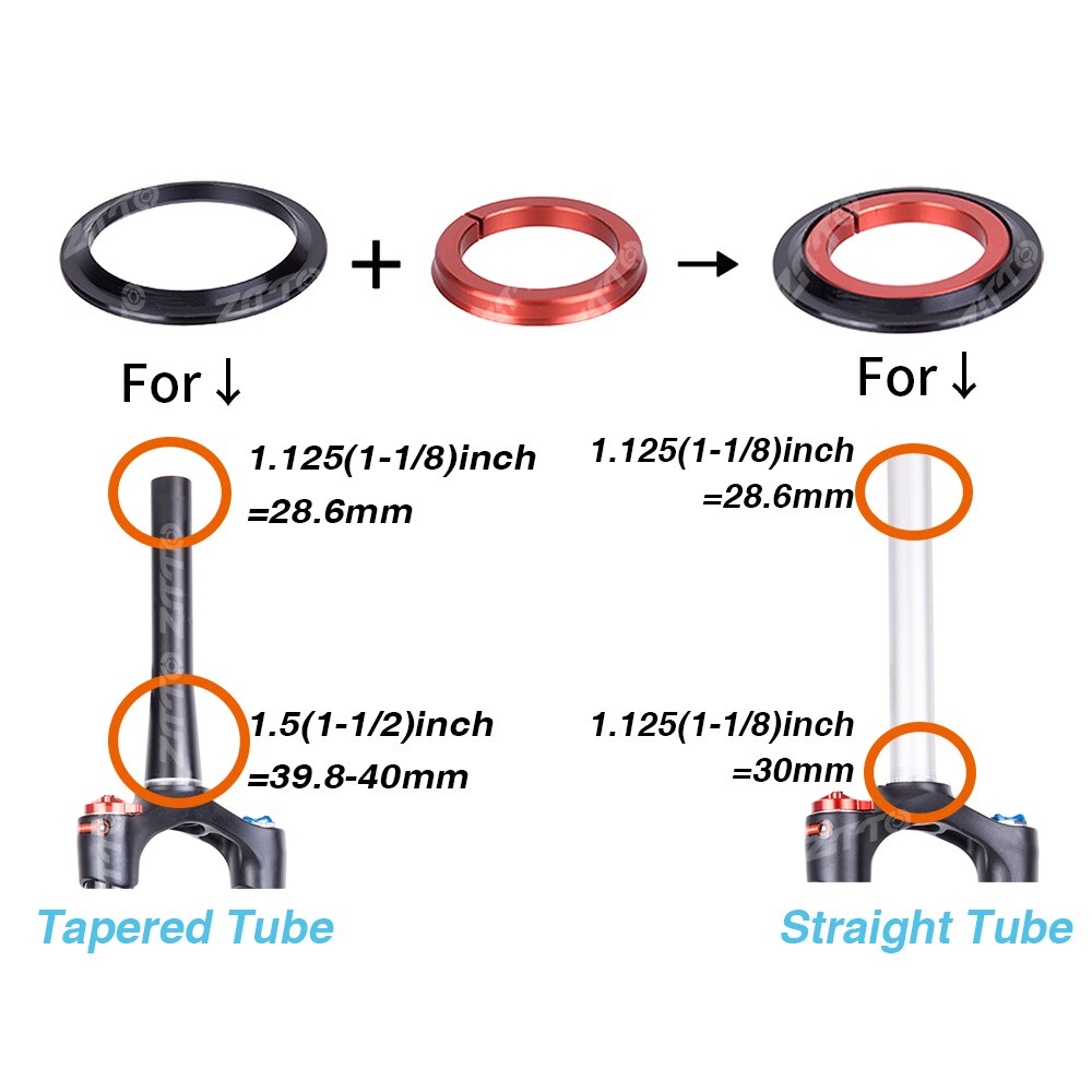 ZTTO Bicycle Internal Headset 44mm 56mm MTB Threadless Sealed Bearing 45 Degree ZS44 ZS56 Tapered Straight Fork Steerer 4456ST