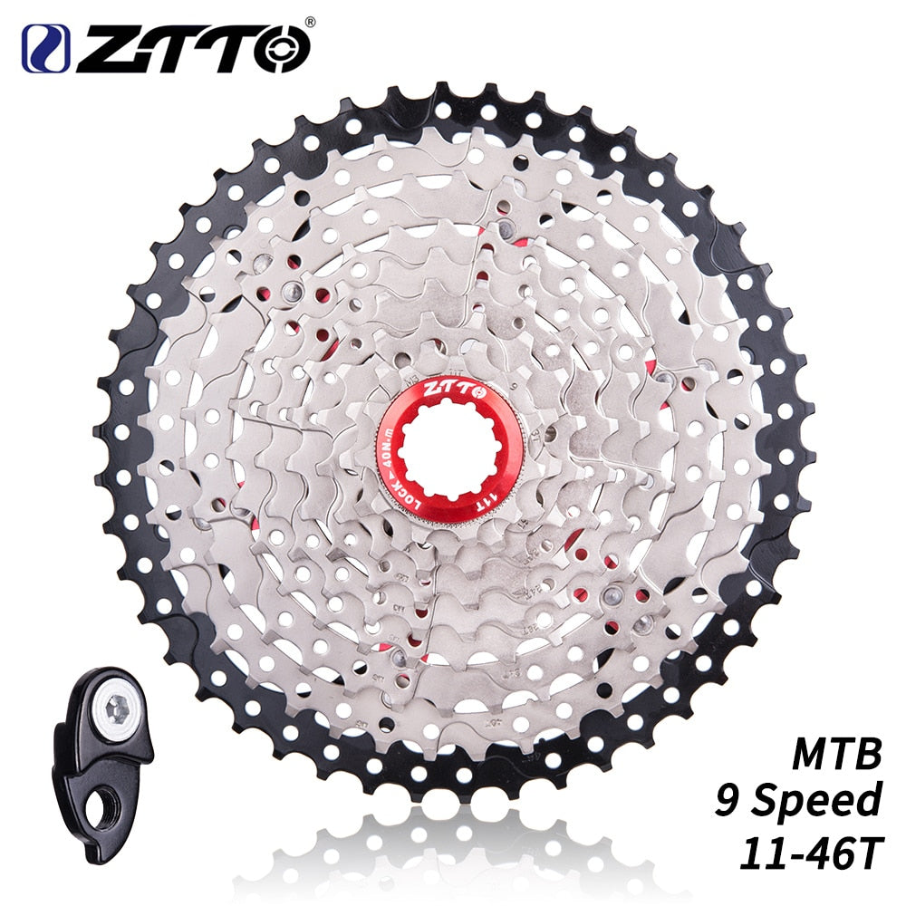 ZTTO MTB 9 Speed 11-46T Cassette with Hanger Extension 9s Sprocket 9speed 9v k7 Wide Ratios M430 M4000 M590 Mountain Bike