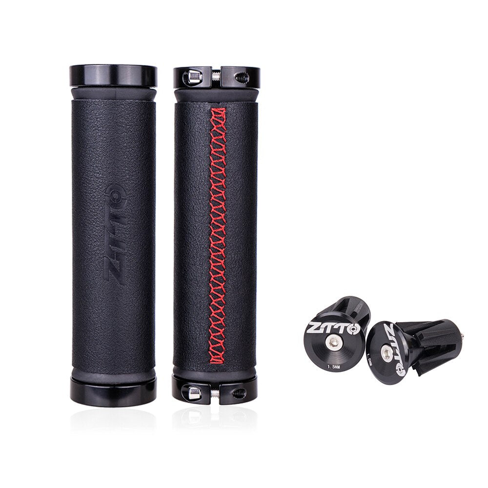 ZTTO MTB Bicycle Ergonomics leather grips Retro style well-matched with Titanium frame Hand stitch grips handle