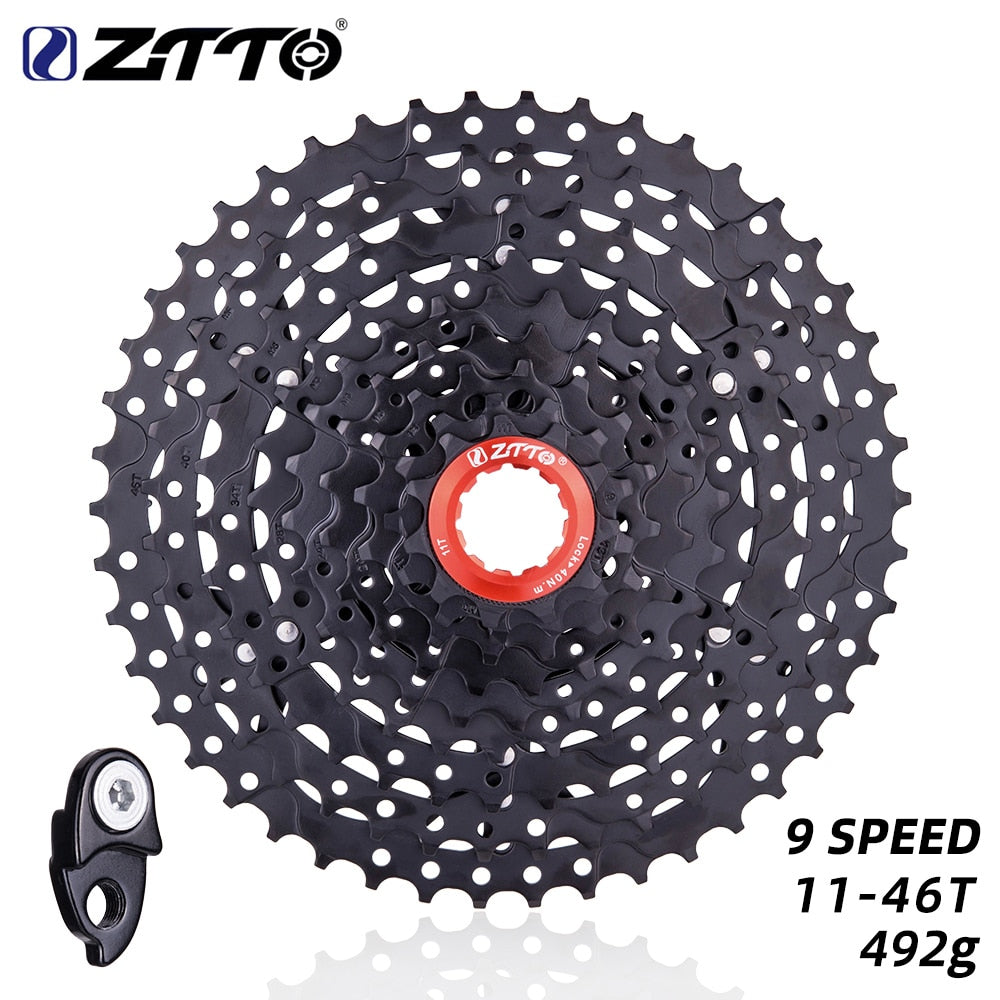 ZTTO MTB 9 Speed 11-46T Cassette with Hanger Extension 9s Sprocket 9speed 9v k7 Wide Ratios M430 M4000 M590 Mountain Bike