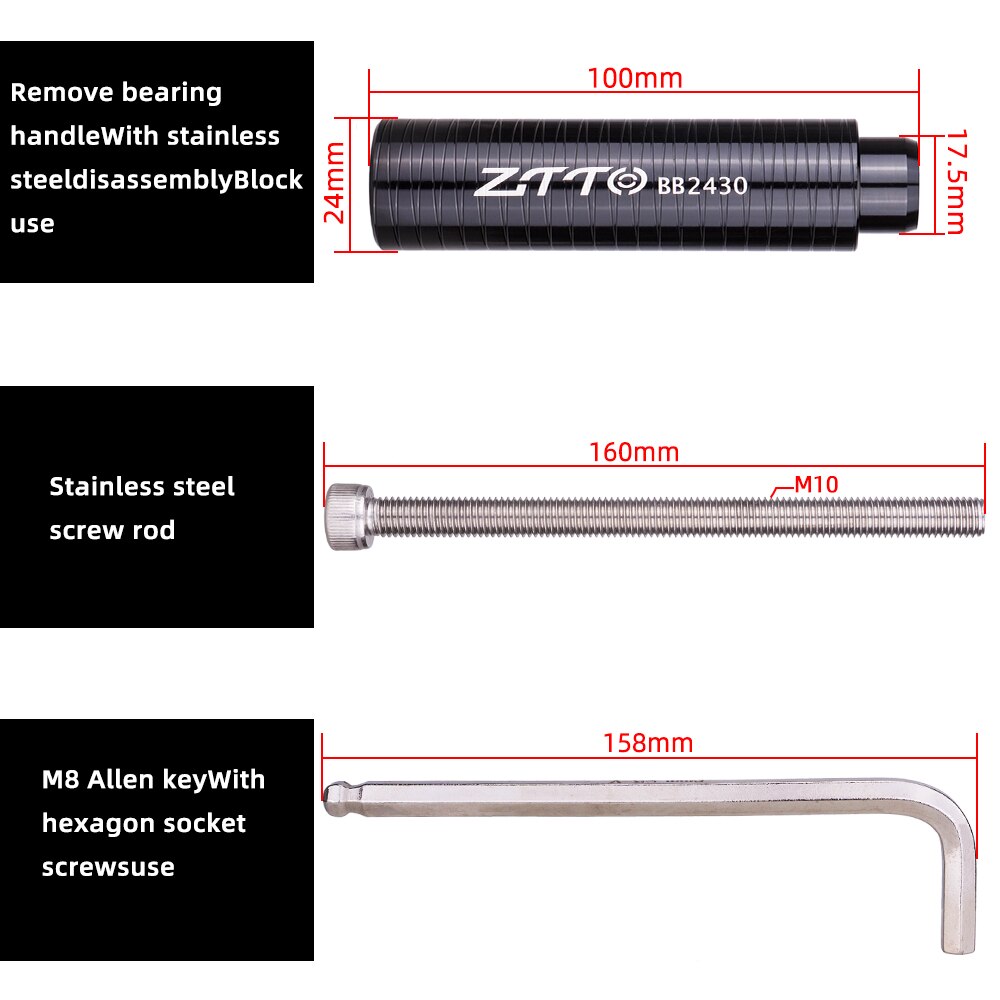 ZTTO MTB Bicycle Bottom Bracket Bearing Remove Install Tool Road Bike BB Press Fit 24mm 30mm BB86 BB30 BB92 PF30 Repair Kit