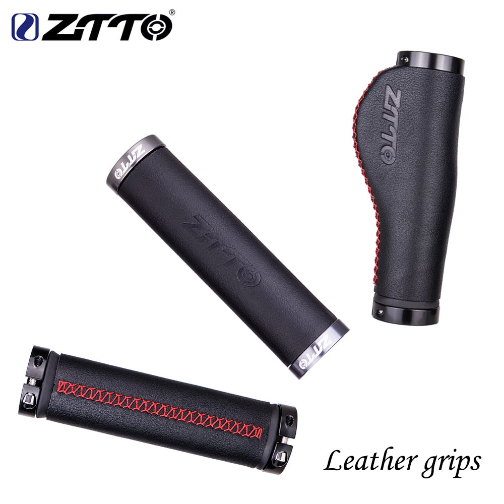 ZTTO MTB Bicycle Ergonomics leather grips Retro style well-matched with Titanium frame Hand stitch grips handle