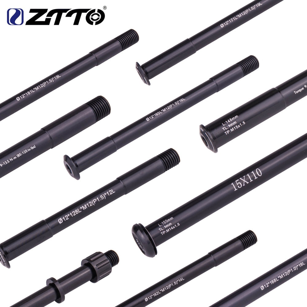ZTTO MTB Thru Axle Road Bike Shaft Front Rear Skewers 12mm 15mm Wheel Axis Hub X-12 Shaft 15x100 12x142 12x100 12x148 15x110