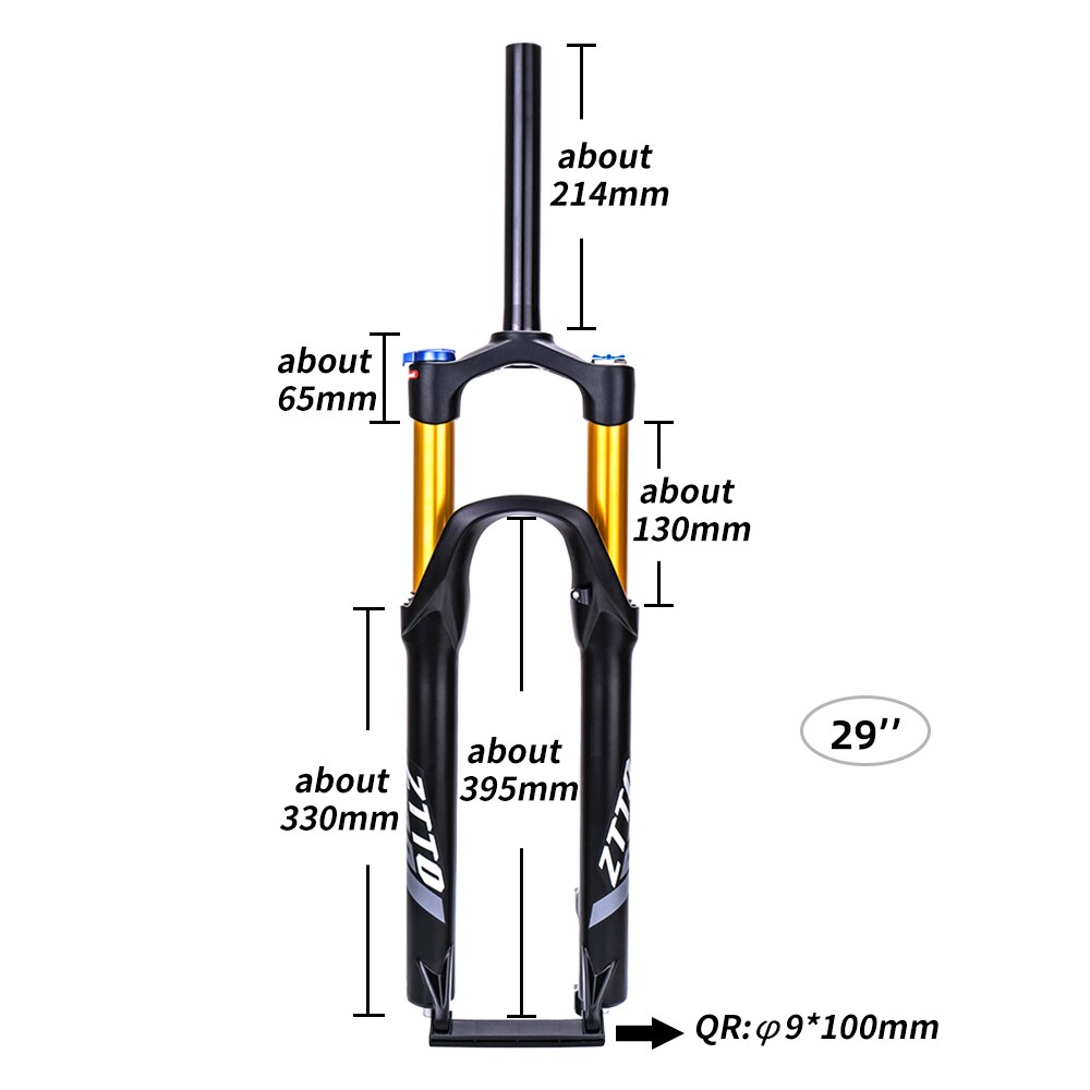 ZTTO MTB 120mm Travel Air Suspension Fork 26 27.5 29 Inch QR Quick Release Straight Tube 1 1/8" For Mountain Bike Gold Color