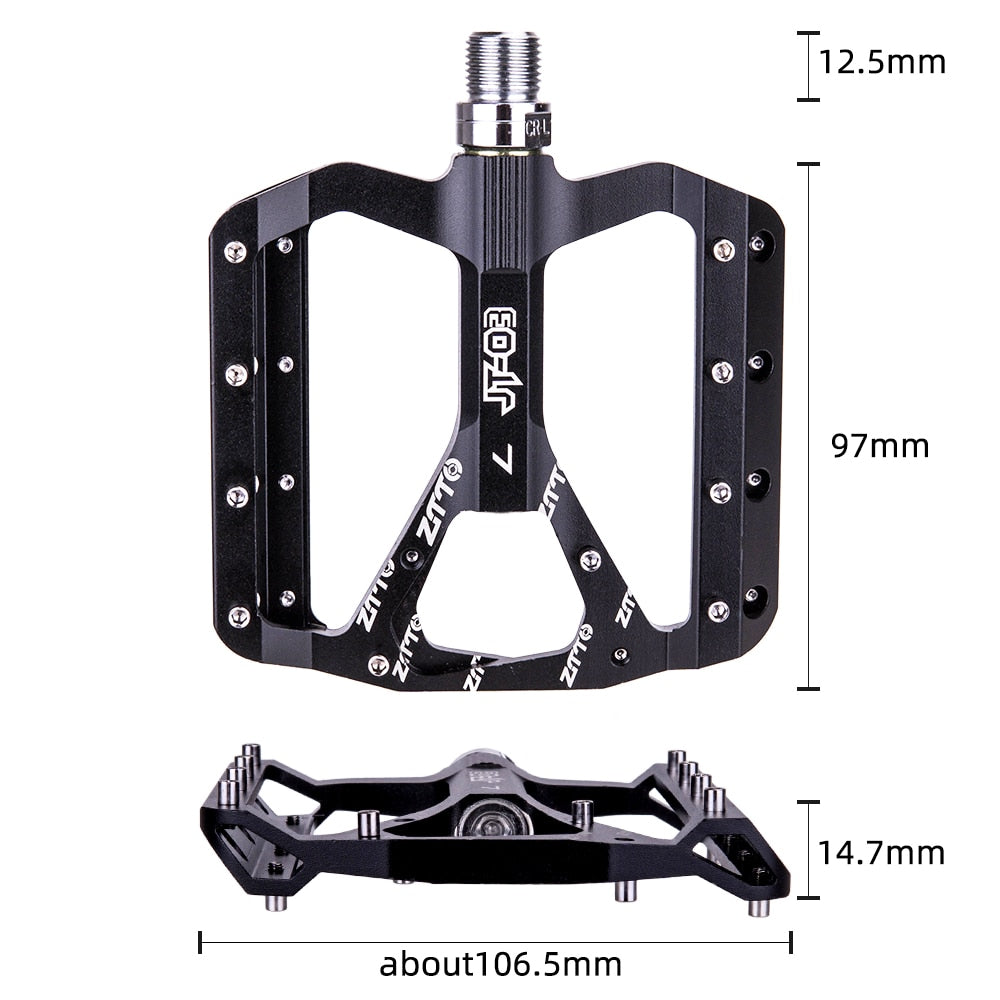ZTTO MTB CNC Aluminum Alloy Bearings Pedal Bike flat Pedal Road Gravel bike lightweight 10 pins pedal for XC AM JT03