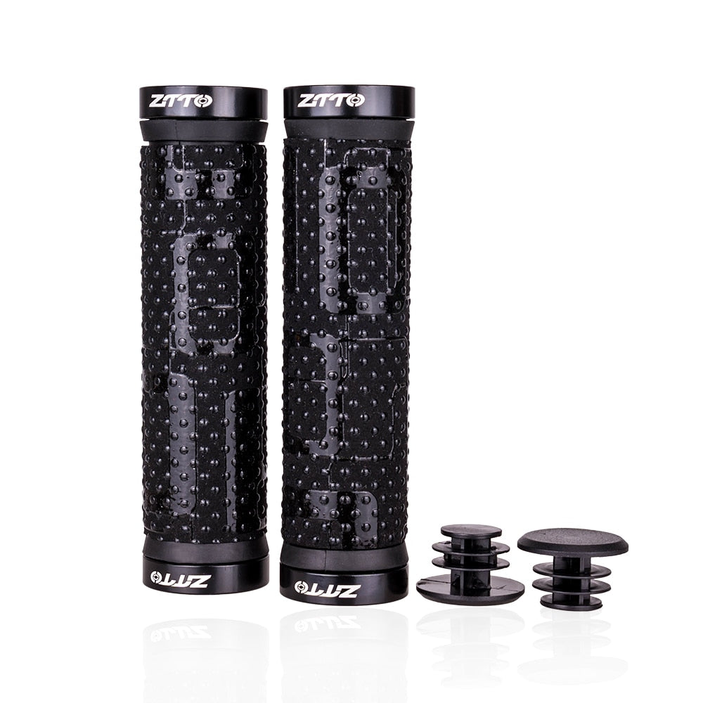 ZTTO MTB Bicycle Ergonomics Grips Mosaic Style Comfortable Massage Raised Dots Aluminum Alloy Clamp Ring