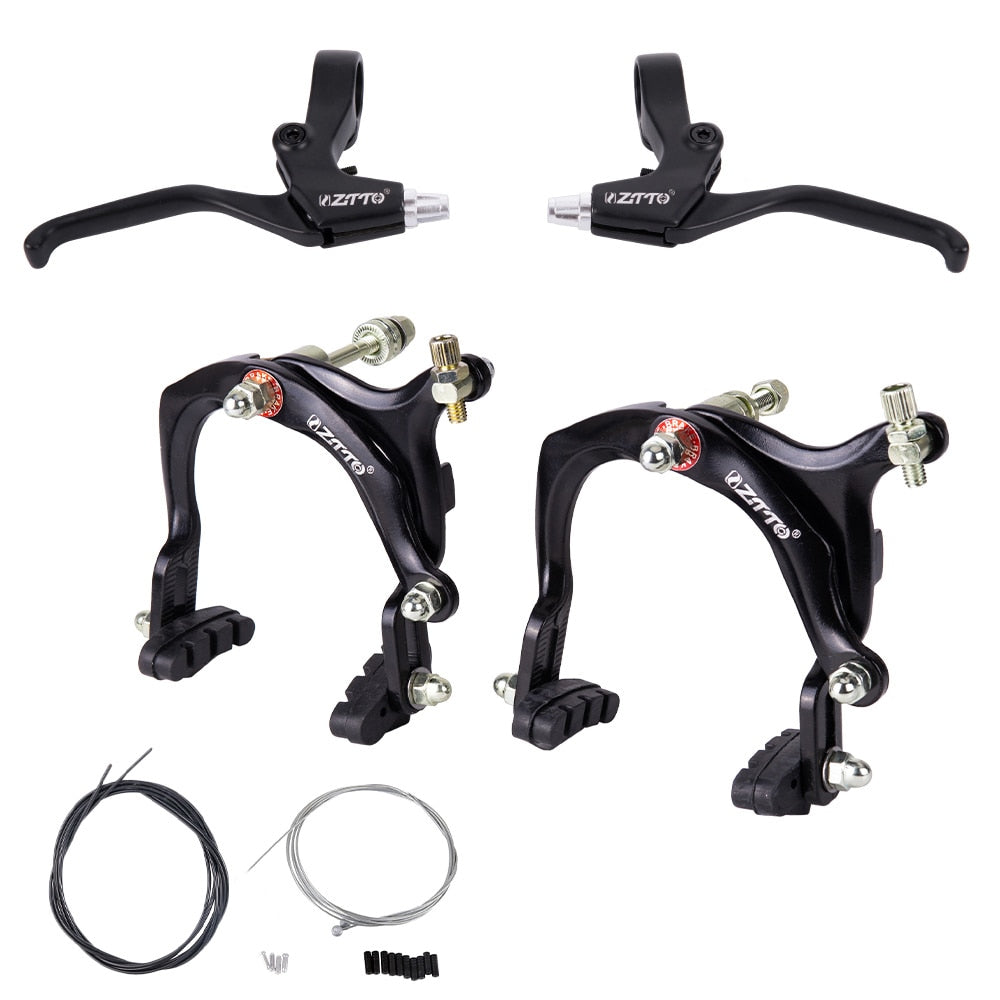 thumbnail interactive-video image 1 of Zrace Dual Pivot Caliper Brake Set – Black – For Folding Road Bikes 1 of 5