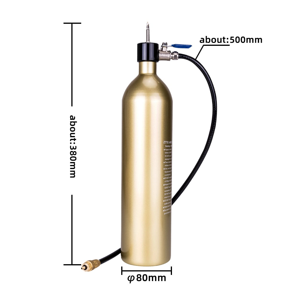 ZTTO Tubeless Pump Tire Inflator Tyre Air Booster Bottle With Valve Gas Cylinder 1.15L Fit For MTB Road Bike 29" 700c 27.5