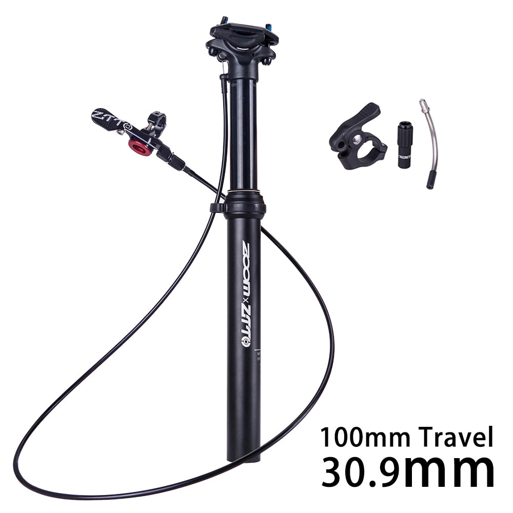 ZTTO MTB Dropper Seatpost Adjustable Suspension Seat Post Internal Routing External Cable Remote Lever 100mm Travel 30.9 31.6