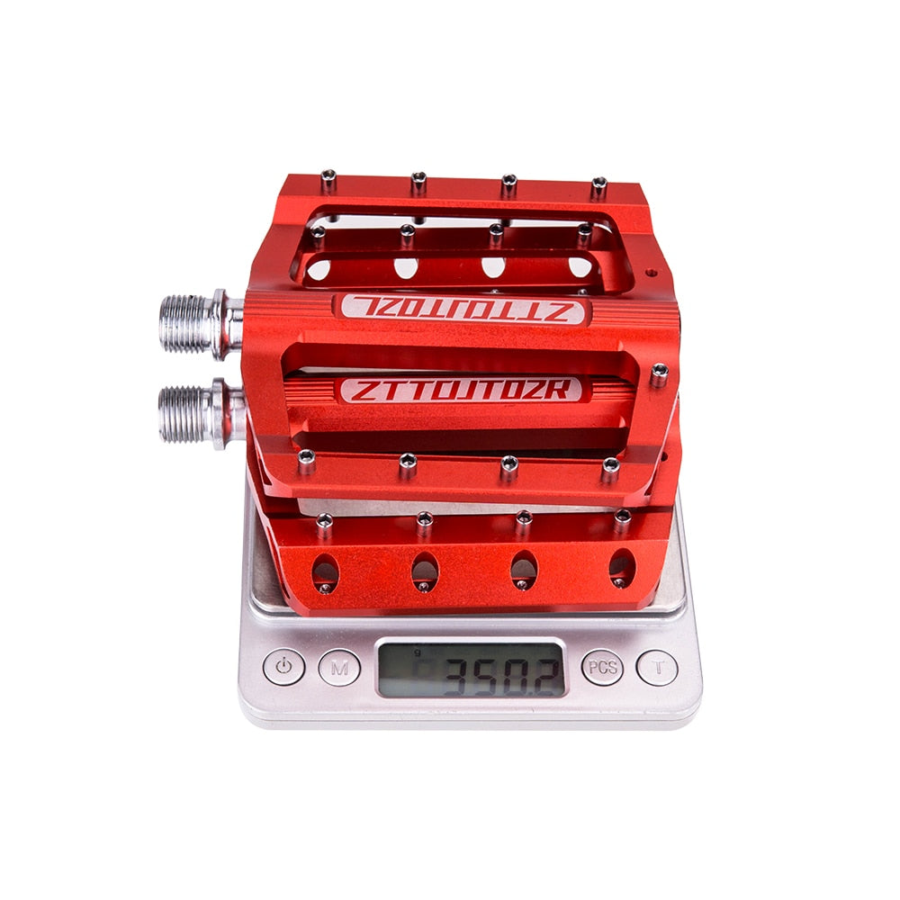 ZTTO MTB Bearings CNC Anti slip Pedal Aluminum Alloy Bike flat Pedal Road Gravel bike lightweight 9 pins pedal for XC AM JT02