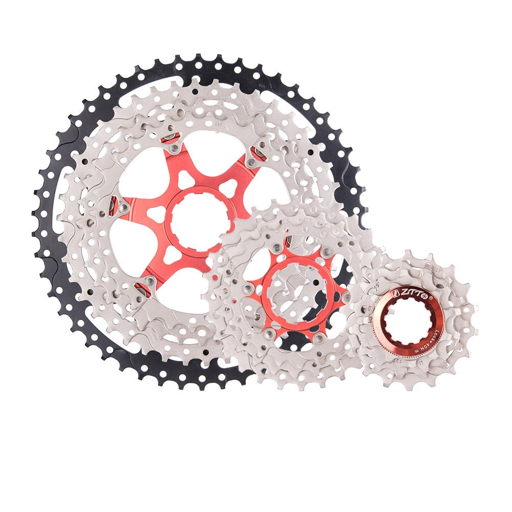 ZTTO 11s 11 Speed 11-50t Freewheel Cassette Black Silver Flywheel Wide Ratio durability for MTB Mountain Bicycle
