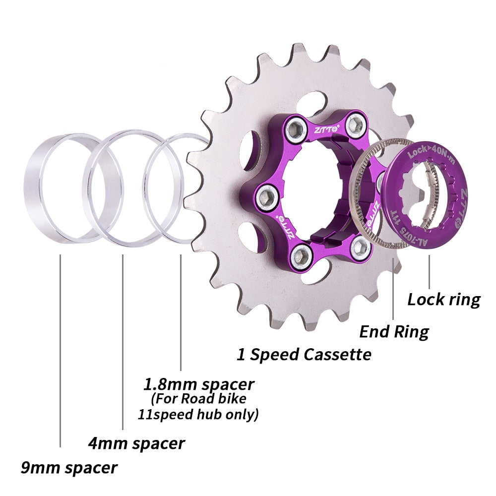 ZTTO MTB Single Speed Groupset Cassette Cog 1Speed Chain Fix Gear 16T 17T 18T 19T 20T 21T 22T 23T K7 Bicycle Sprocket