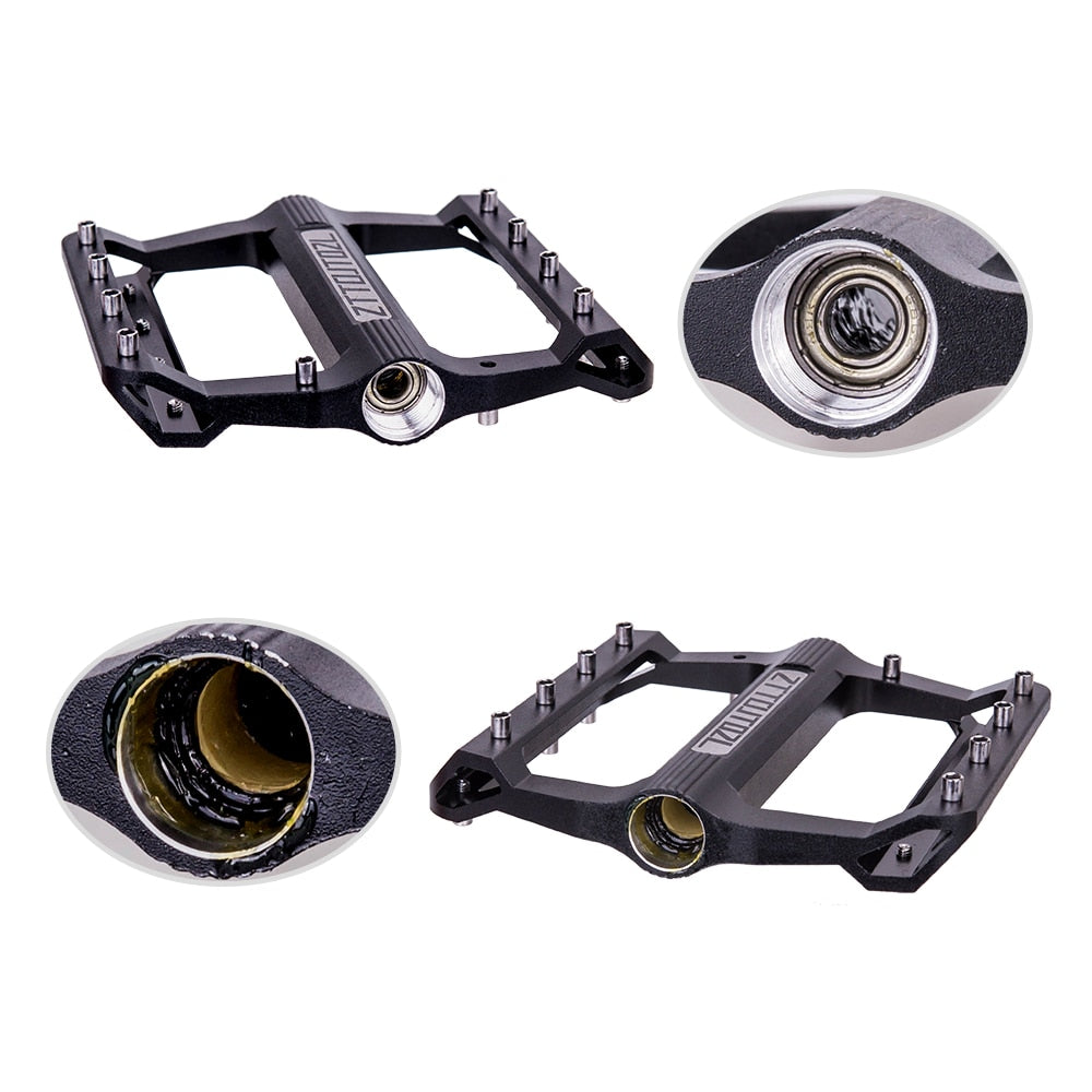 ZTTO MTB Bearings CNC Anti slip Pedal Aluminum Alloy Bike flat Pedal Road Gravel bike lightweight 9 pins pedal for XC AM JT02