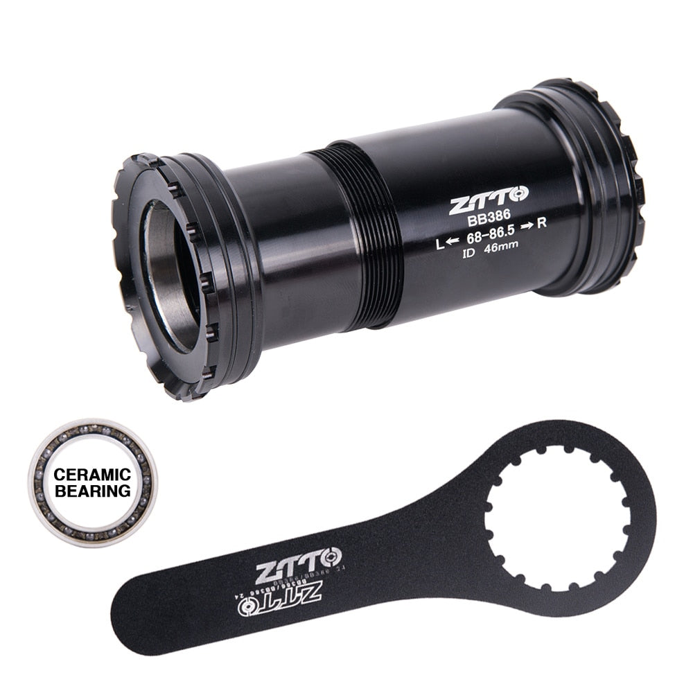 ZTTO BB386 Ceramic Bearing Press Fit Bottom Brackets 30mm Axis for MTB Road Bike 46mm Frame Durability Thread Lock BB 30 Crank