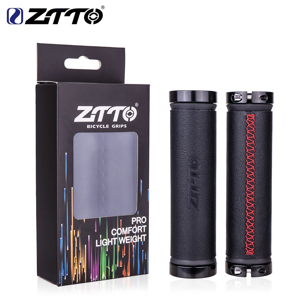 ZTTO MTB Bicycle Ergonomics leather grips Retro style well-matched with Titanium frame Hand stitch grips handle