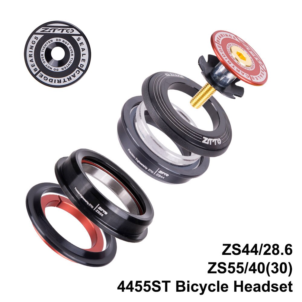 ZTTO 4455ST MTB Headset ZS44 ZS55 Tapered Straight Universal 1.5 Inch 28.6mm Fork Zero Stack Semi Integrated With Cups Road Bike