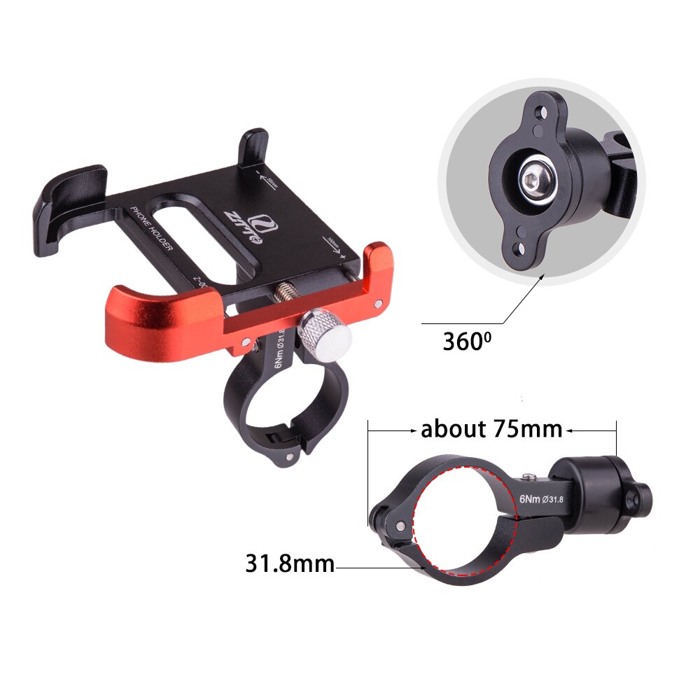 ZTTO Bicycle Phone Holder Two-color Full Cover Universal Holder Bicycle Handlebar Cell Holder 360 adjustable 4 to 7 inch phone