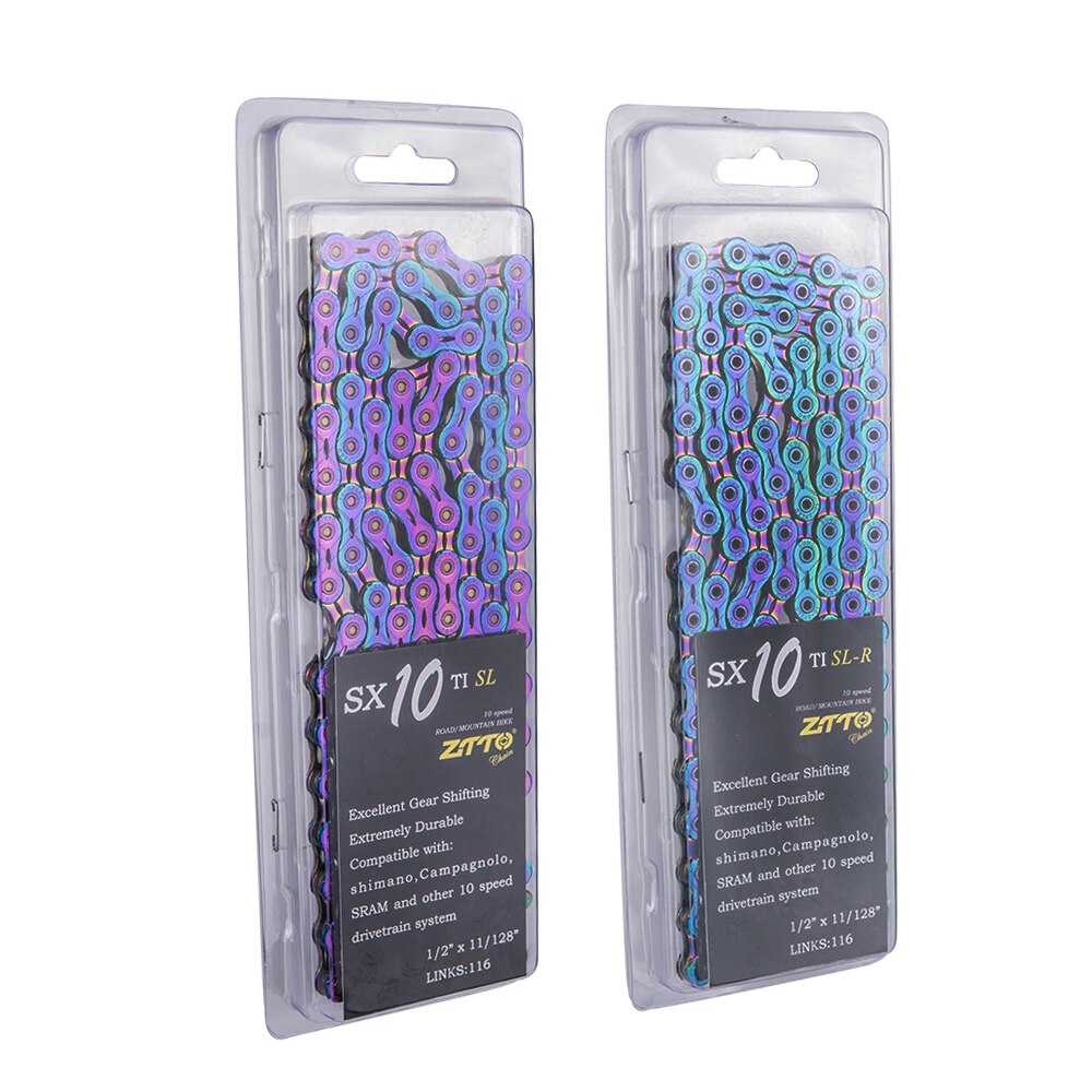 ZTTO 10s Bicycle Chain 10 speed Rainbow Chain Road Bike 10speed Durable Chains Master link Rainbow EL SLR for MTB Mountain Bike