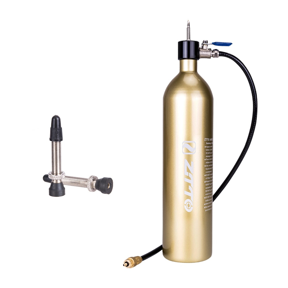 ZTTO Tubeless Pump Tire Inflator Tyre Air Booster Bottle With Valve Gas Cylinder 1.15L Fit For MTB Road Bike 29" 700c 27.5