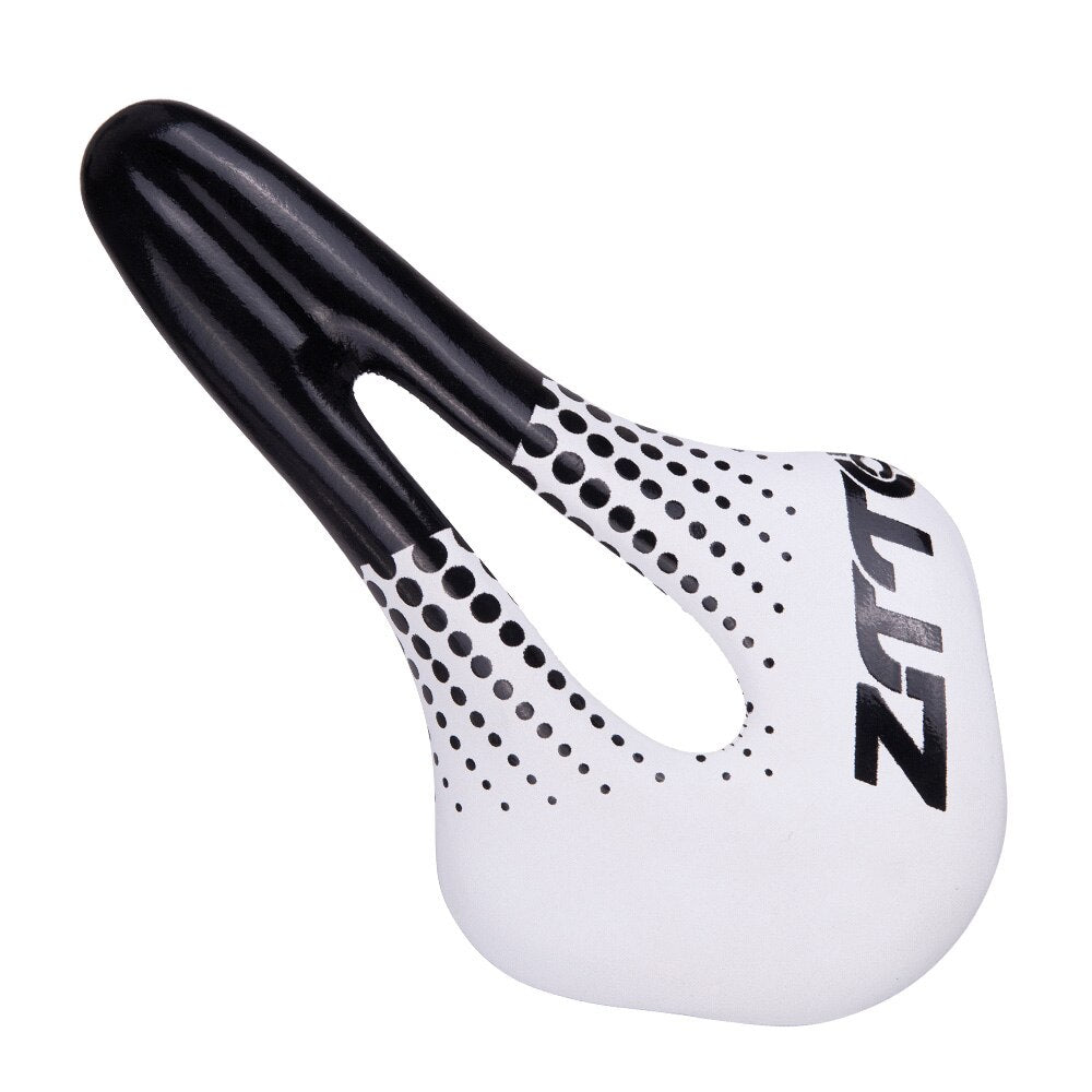 ZTTO Road Bike Bicycle Saddle Ultralight Racing Seat Hollow Ergonomic Design Cr-mo Seat Rail 145mm Wide Black Withe Polka Dots