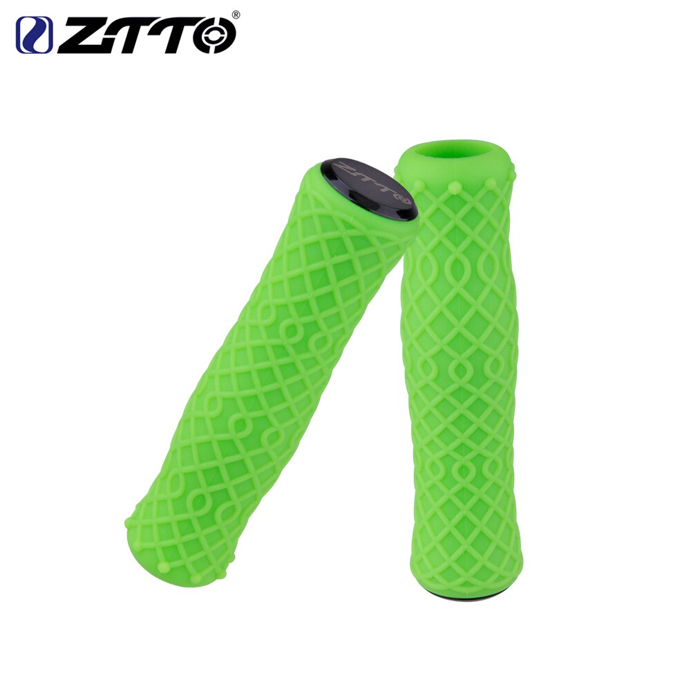 ZTTO 1 Pair Push Bike Pure Silicone Durable Gel Shock Proof Bicycle Grips with Bar end For MTB Mountain Bike Bicycle Parts