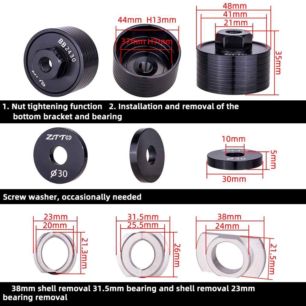 ZTTO MTB Bicycle Bottom Bracket Bearing Remove Install Tool Road Bike BB Press Fit 24mm 30mm BB86 BB30 BB92 PF30 Repair Kit