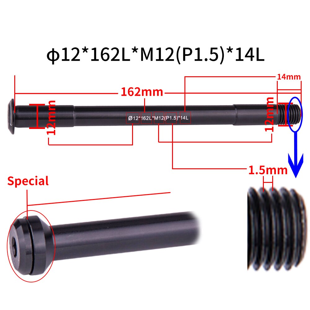 ZTTO MTB Thru Axle Road Bike Shaft Front Rear Skewers 12mm 15mm Wheel Axis Hub X-12 Shaft 15x100 12x142 12x100 12x148 15x110