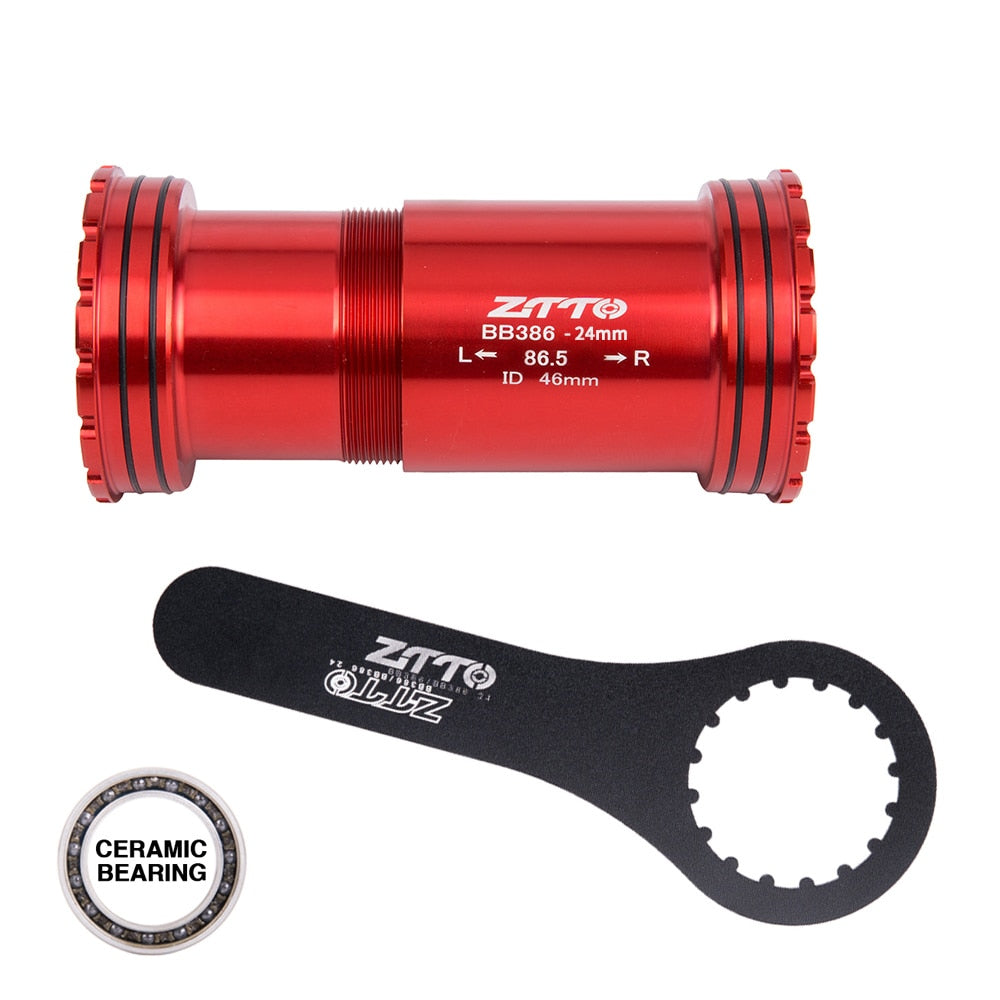 ZTTO BB386 CERAMIC 24 EVO Threaded Lock Press Fit Bottom Bracket for 386 Frame to 24mm Crankset Quality Center Adapter