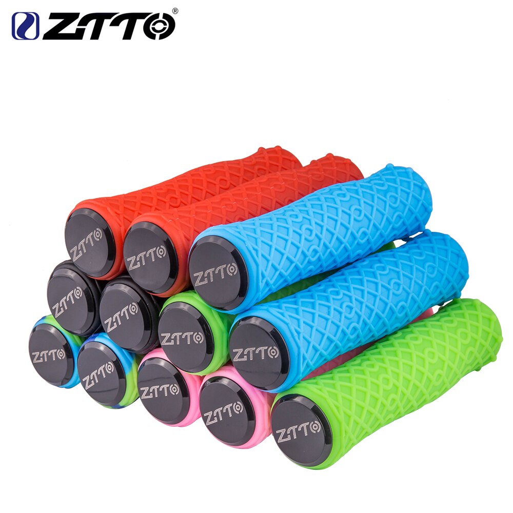 ZTTO 1 Pair Push Bike Pure Silicone Durable Gel Shock Proof Bicycle Grips with Bar end For MTB Mountain Bike Bicycle Parts