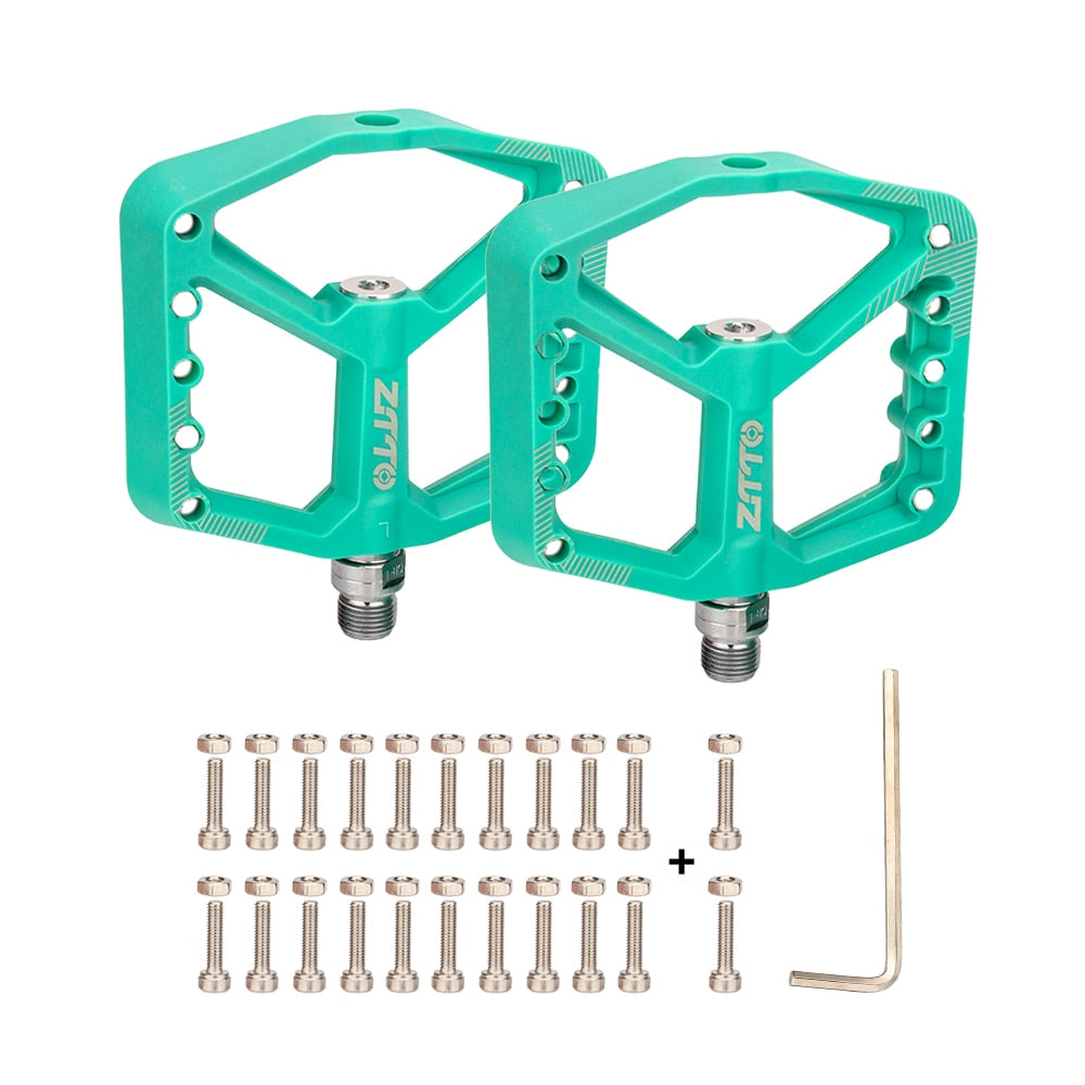 ZTTO MTB Ultralight Flat Pedal Bearings XC AM Mountain BMX Anti-slip Big Foot DU Bushing Colorful Nylon Plastic 9/16" Bicycle