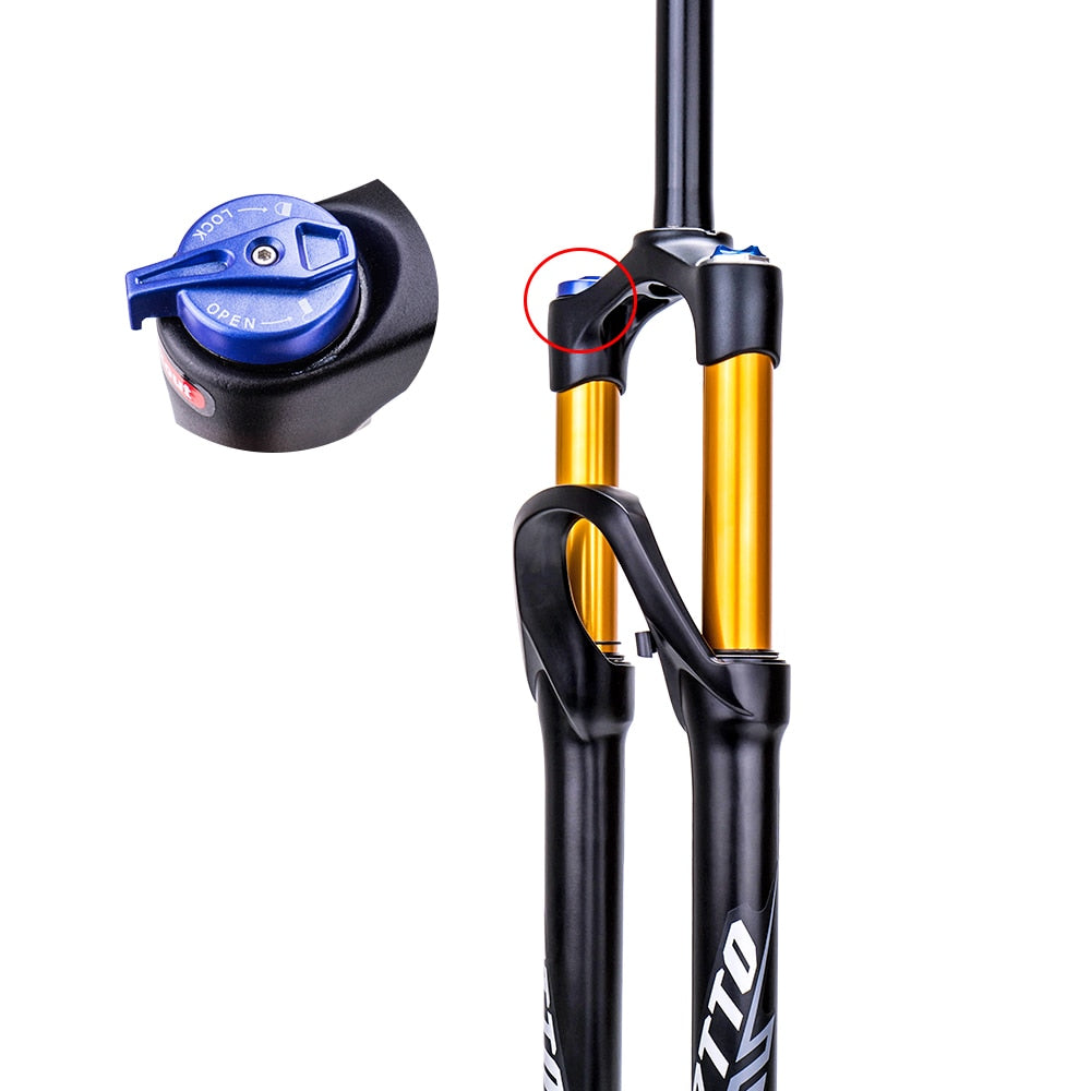 ZTTO MTB 120mm Travel Air Suspension Fork 26 27.5 29 Inch QR Quick Release Straight Tube 1 1/8" For Mountain Bike Gold Color