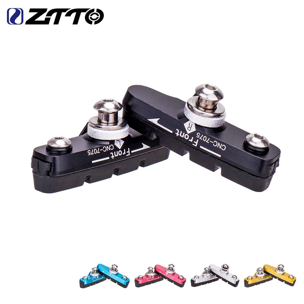 ZTTO Road Bike Caliper Brake Pads Replaceable Rubber CNC Aluminum Shell 1Pair Block Lightweight Braking Shoes For Carbon Part
