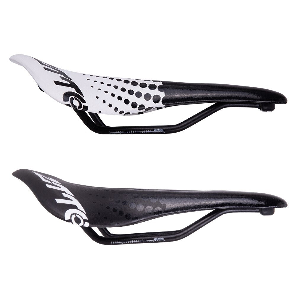 ZTTO Road Bike Bicycle Saddle Ultralight Racing Seat Hollow Ergonomic Design Cr-mo Seat Rail 145mm Wide Black Withe Polka Dots