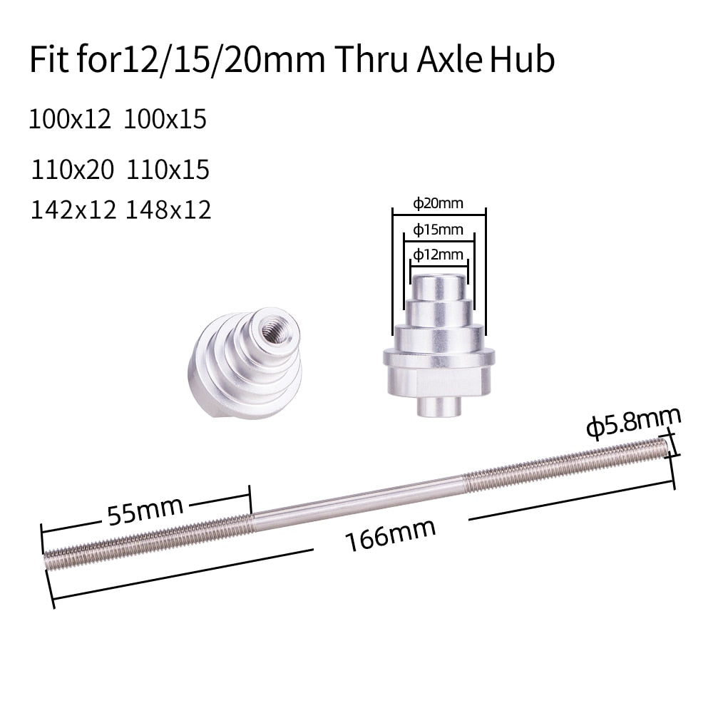 ZTTO Wheel Truing Stand Adapter Tool Hub Rim Tuner 20mm 15mm 12mm to 9mm QR Thru Axle Adaptor 100x15 100x12 142x12 Quick Release
