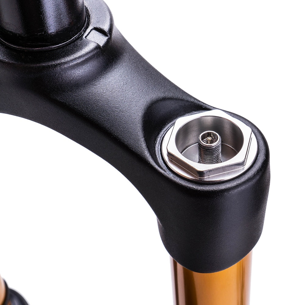 ZTTO MTB 120mm Travel Air Suspension Fork 26 27.5 29 Inch QR Quick Release Straight Tube 1 1/8" For Mountain Bike Gold Color