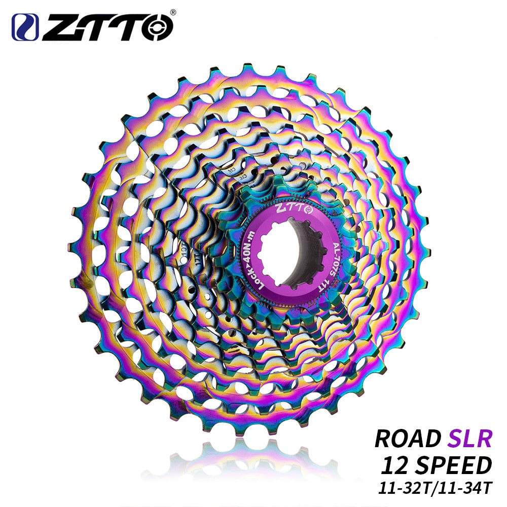 ZTTO Road Bike 12 Speed 11-28 Cassette UltraLight 12s 11/32T Gravel Bike 11/34T 12Speed Rainbow K7 Oil Slick 12V CNC Spocket