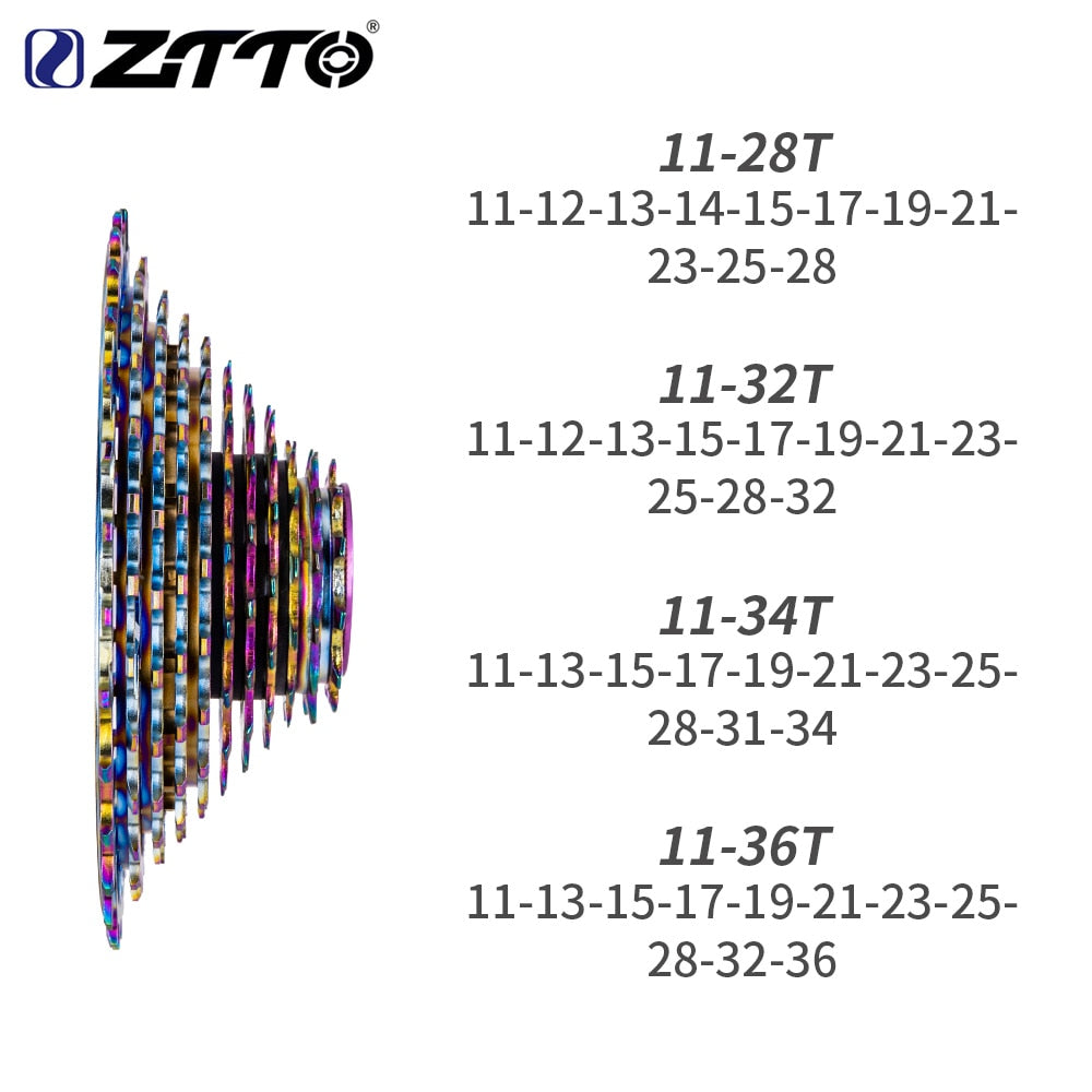 ZTTO Gravel Bike 11 Speed 11-36T UltraLight Cassette Road Bicycle Sprocket Colorful 11Speed 34T Rainbow K7 11v 32T 11-28T 105