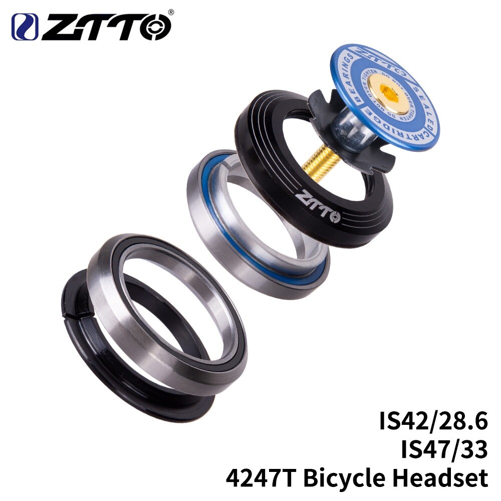 ZTTO 4247T Bicycle Bearing Headset 42mm 47mm 1 1/8"-1 1/4" 1.25 inch 33mm Tapered Tube fork IS42 IS47 Integrated Angular Contact