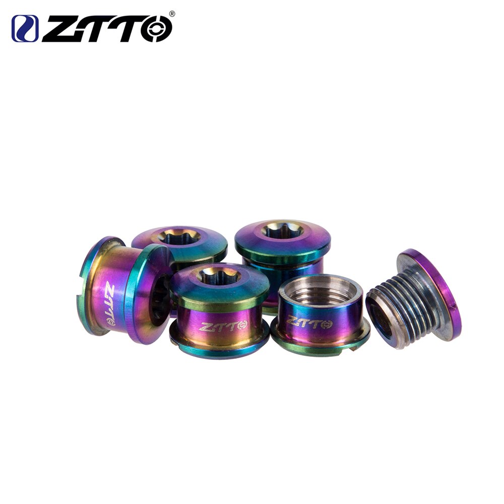ZTTO 5PCS Titanium Chainring Bolt Bicycle Chainwheel Screws Road MTB Bicycle Disc Screw for Crankset Bicycle Parts