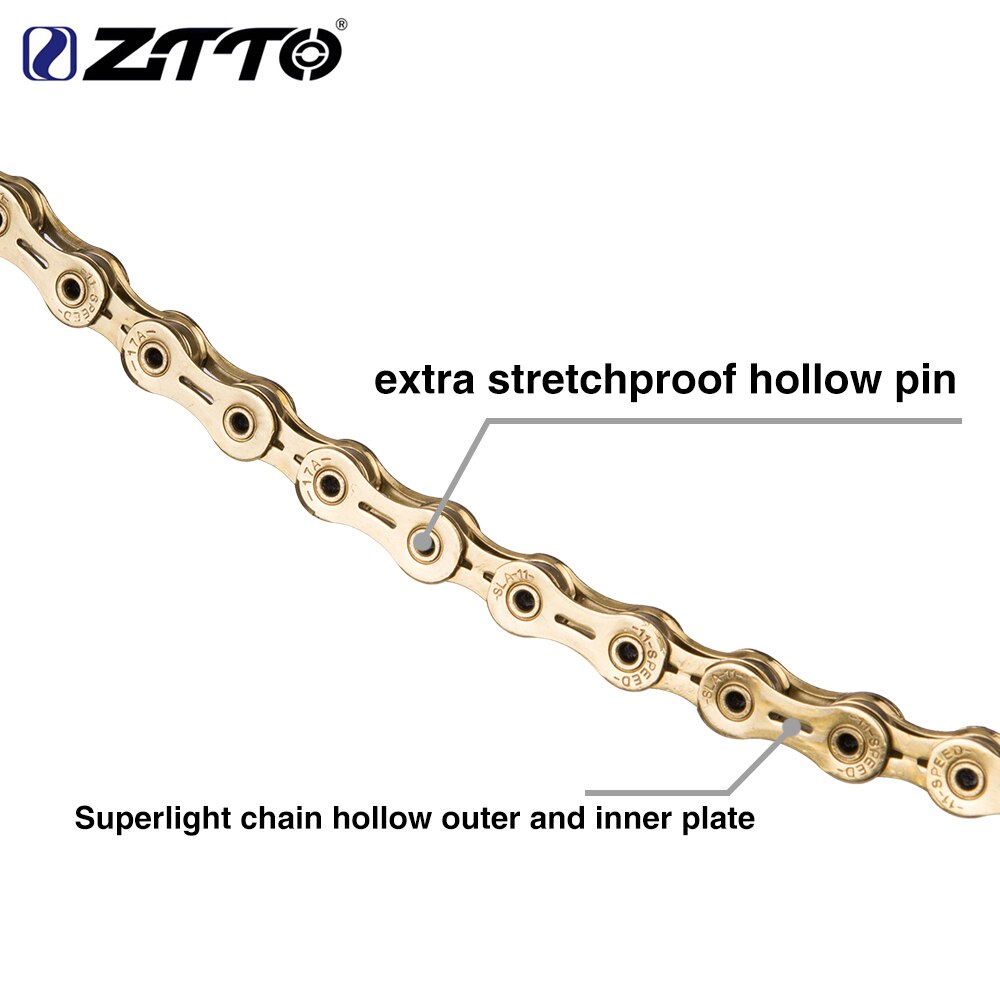 ZTTO 11 Speed Golden SLR Chain11s 22 s Road Bicycle ultralight Durable missing link Gold Chains for parts K7 MTB Mountain Bike