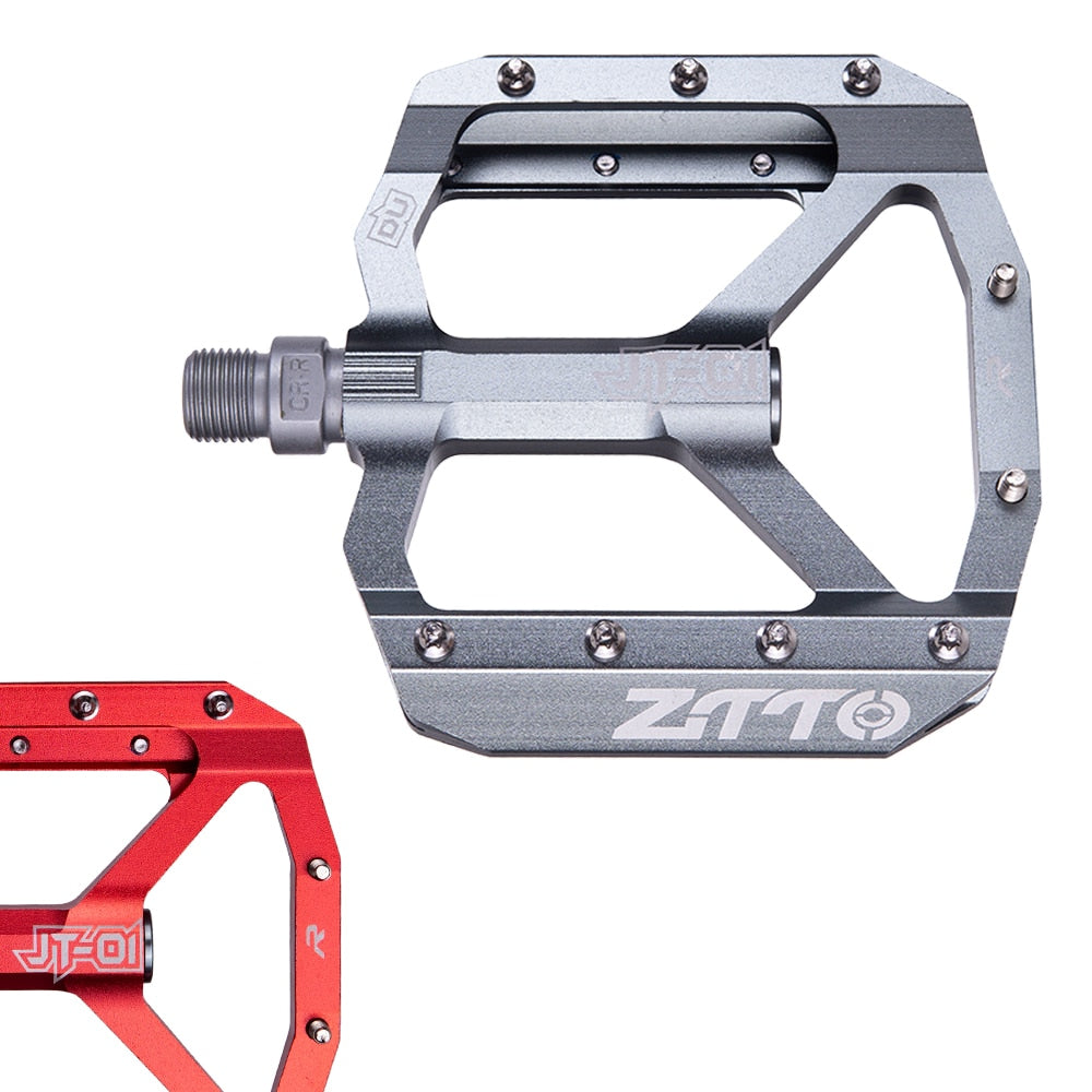 ZTTO MTB Bearing Aluminum Alloy Flat Pedal Bicycle Good Grip Lightweight 9/16 Pedals Big For Gravel Bike Enduro Downhill JT01