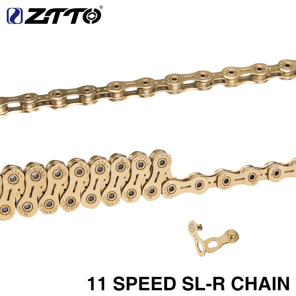 ZTTO 11 Speed Golden SLR Chain11s 22 s Road Bicycle ultralight Durable missing link Gold Chains for parts K7 MTB Mountain Bike