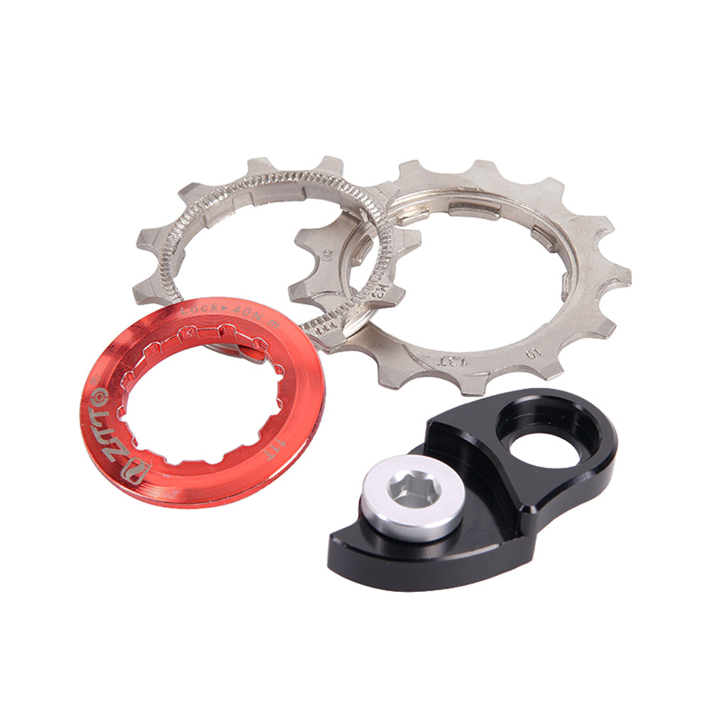 ZTTO 10 Speed 11-42T Cassette 10s Wide Ratio Bicycle Freewheel for MTB BikeSprockets and Rear Hanger Extension Bundle