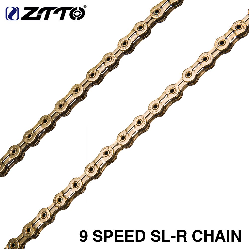 ZTTO Bicycle Parts MTB Road Bicycle 9 Speed Golden SLR Chain 9s 27s Bicycle Chain Ultralight Part Durable Gold