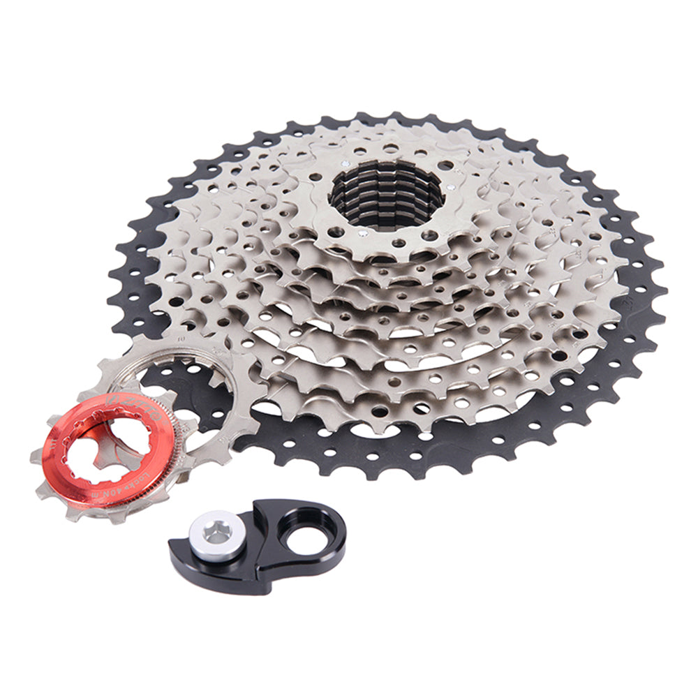 ZTTO 10 Speed 11-42T Cassette 10s Wide Ratio Bicycle Freewheel for MTB BikeSprockets and Rear Hanger Extension Bundle