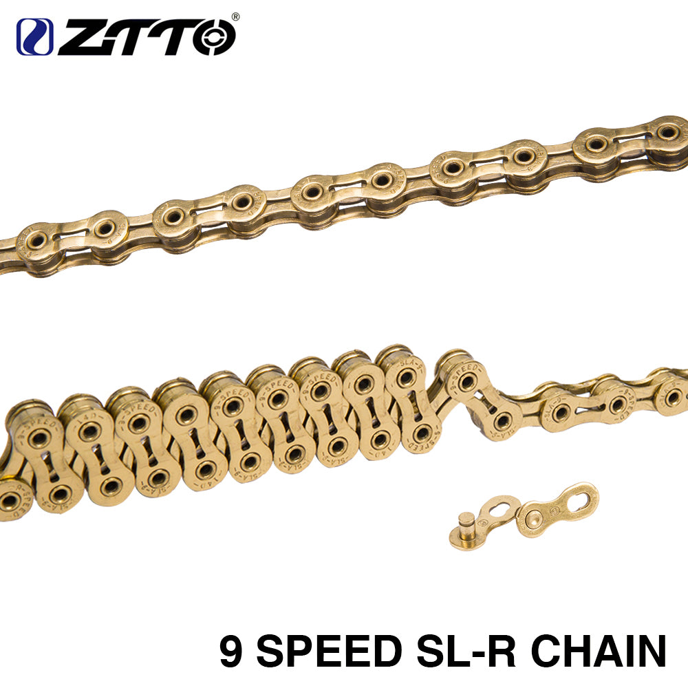 ZTTO MTB Bike 9 Speed Golden Chain missing link 9s Chain ultralight Part Durable Gold for Mountain Road Bicycle