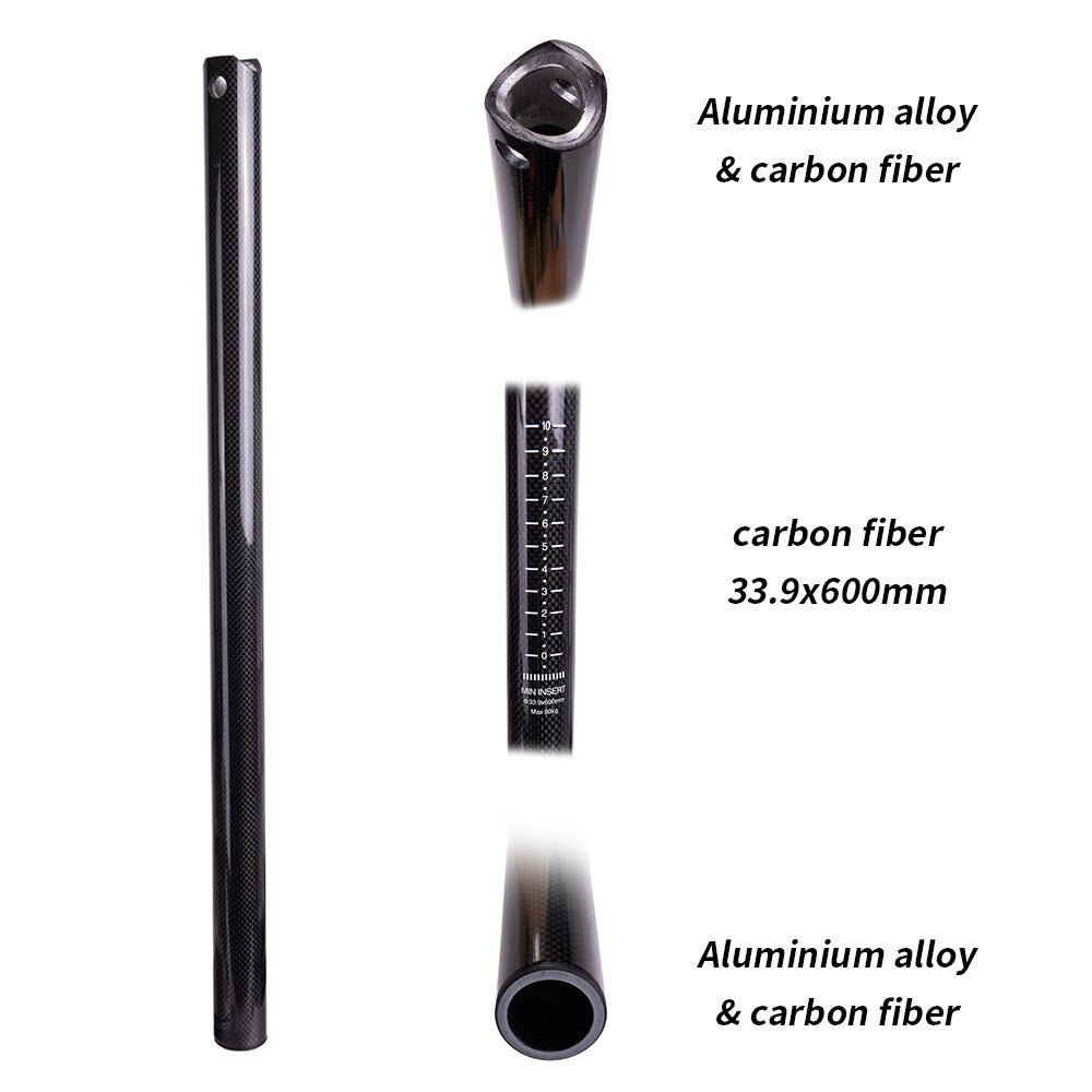 ZTTO Ultralight Bicycle SeatPost 33.9 600mm Folding Bike Seat Post Carbon Fiber 33.9mm Tube bike parts