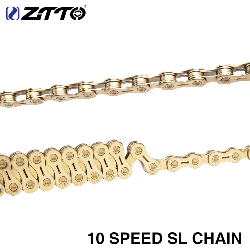 10S Bicycle Chain Golden Semi Hollow SL Road Bicycle Parts Durable Gold missing link Titanium nitride coating for Mountain Bike